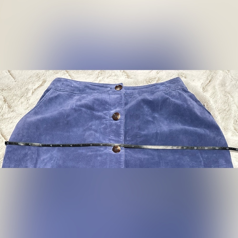 Monterey Bay Vintage Blue A-Line Leather Skirt - Picture 5 of 16